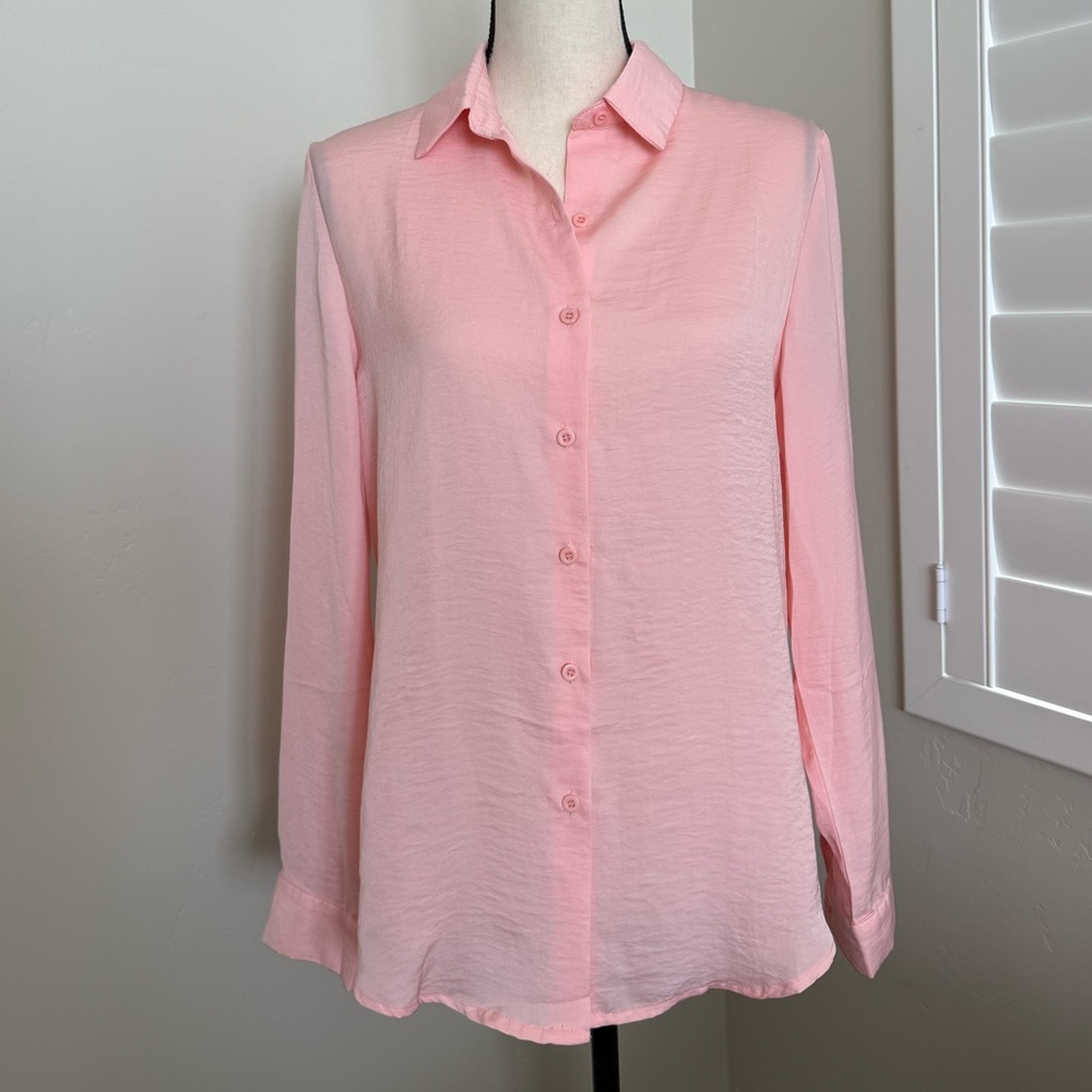 COUXILY Women’s Wrinkle Long Sleeve Button Up Blouse | Size Small